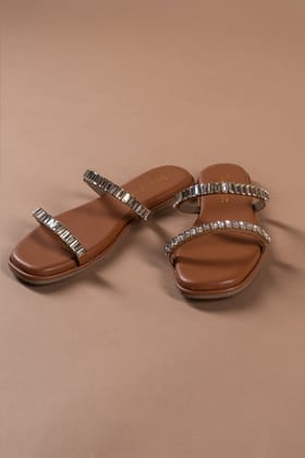 Strappy Embellished Tan Sandals-41
