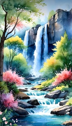 Waterfall Watercolor 18x 24