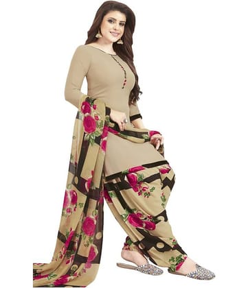 SAI DESIGNS Brown Crepe Dress Material