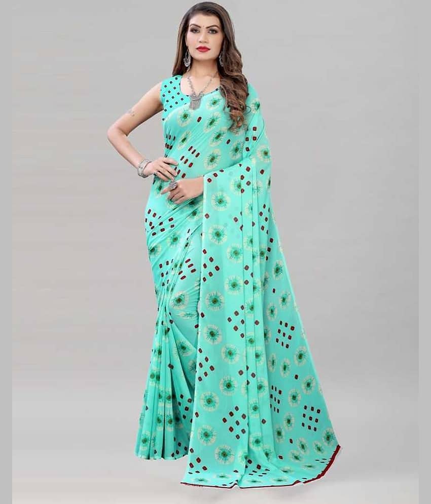 Kanooda Prints Georgette Printed With Unstitched Blouse Piece ( Navy Blue )
