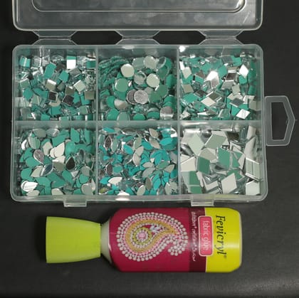 10 Pcs, 1400 Pcs, Mirror For Craft Work and DIY Lippan Art / Mandala Art With Fabric Glue-Glass
