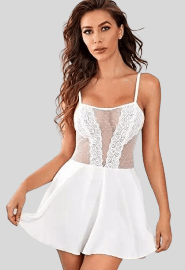 Pure Elegance White Lace Babydoll Nightwear - Nightwear & Loungewear | Buy online on ZillyBuy