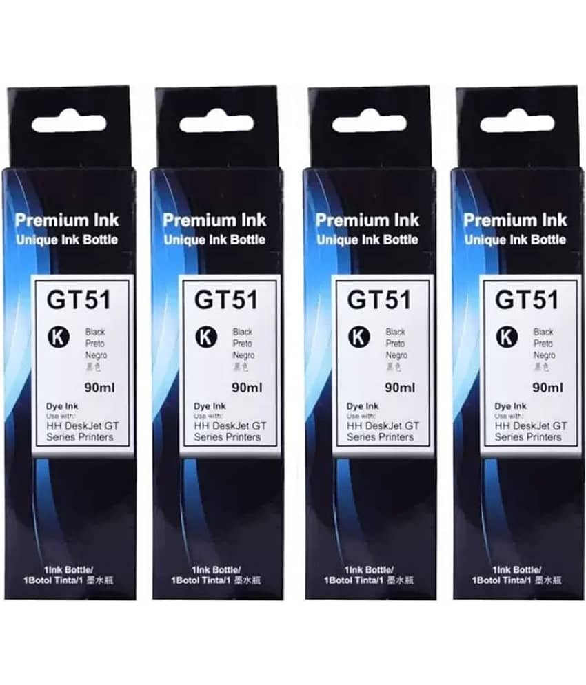 zokio GT51 INK For 5810 Black Pack of 4 Cartridge for GT51 Ink ,5820,5821 310,315,316,319,410,415,416,419, Smart Tank 115,500,510,515,516,720,750,790