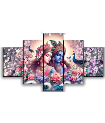 SNDArt Set Of 5 Radha Krishna Wall Paintings For Living Room Gift Items 18 x 30 inch
