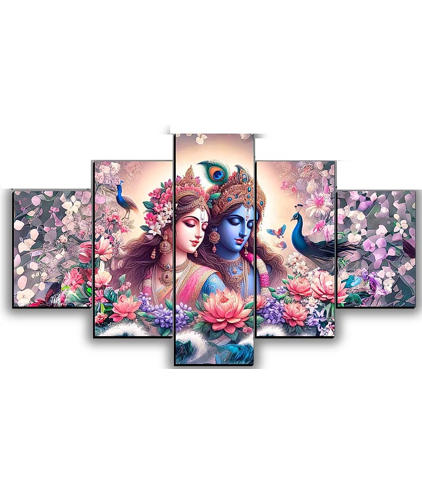 SNDArt Set Of 5 Radha Krishna Wall Paintings For Living Room Gift Items 18 x 30 inch