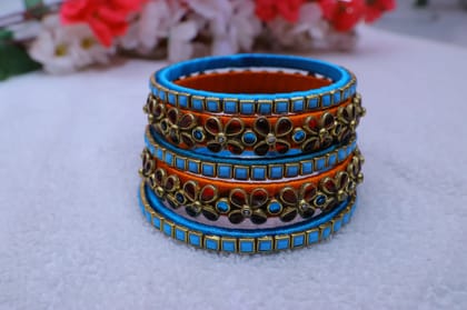 Azure Blue Handmade Thread Bangles