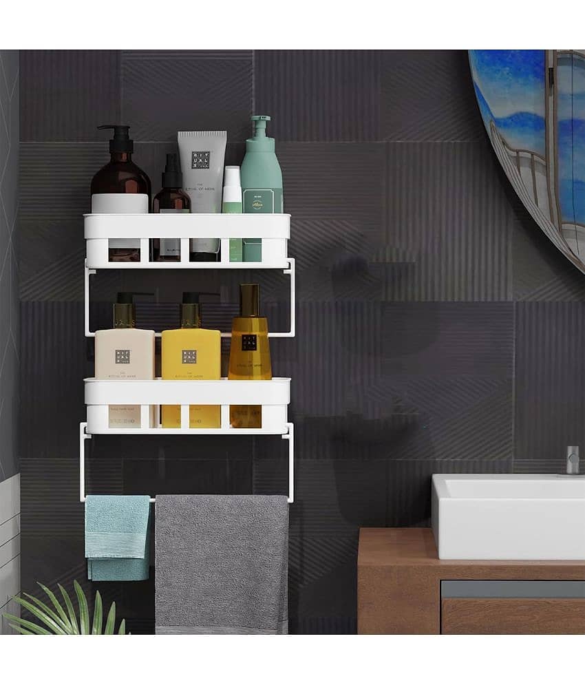 GEEO White Plastic Wall mount Stand ( Pack of 2 )