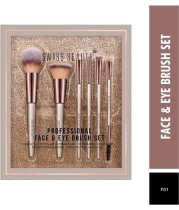 Swiss Beauty Professional Eye & Face Brush Set, 6pcs