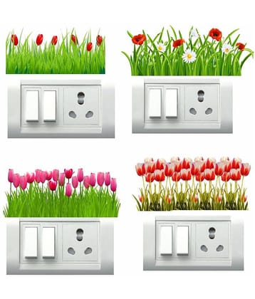 Decor Villa Greenary Grass Switch Board Sticker Floral Sticker ( 20 x 20 cms )