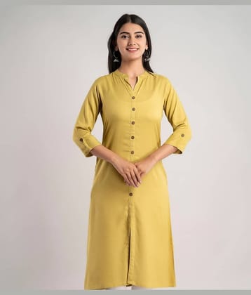 MAUKA - Mustard Rayon Women's Front Slit Kurti ( Pack of 1 )