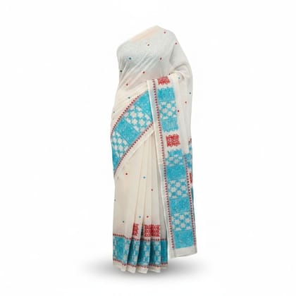 Handloom Traditional Cotton Saree with Geometric Weave