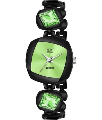 OHHO Black Metal Analog Womens Watch