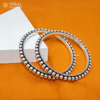 925 sterling silver handmade beaded bangle bracelet women jewelry ba441