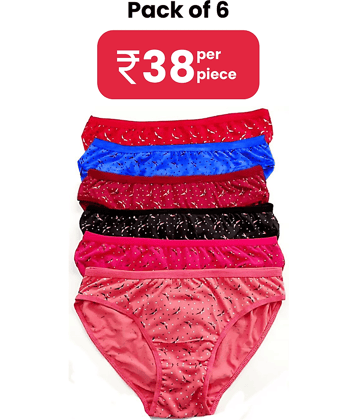 DOOZIE LOVEPLUS Pack of 6 Poly Cotton Printed Women's Hipster ( Multicolor )