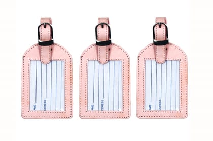 Sukeshcraft Luggage Tags Suitcase Tag Travel Bag Labels 3 Pcs.Combo (Marble Red)