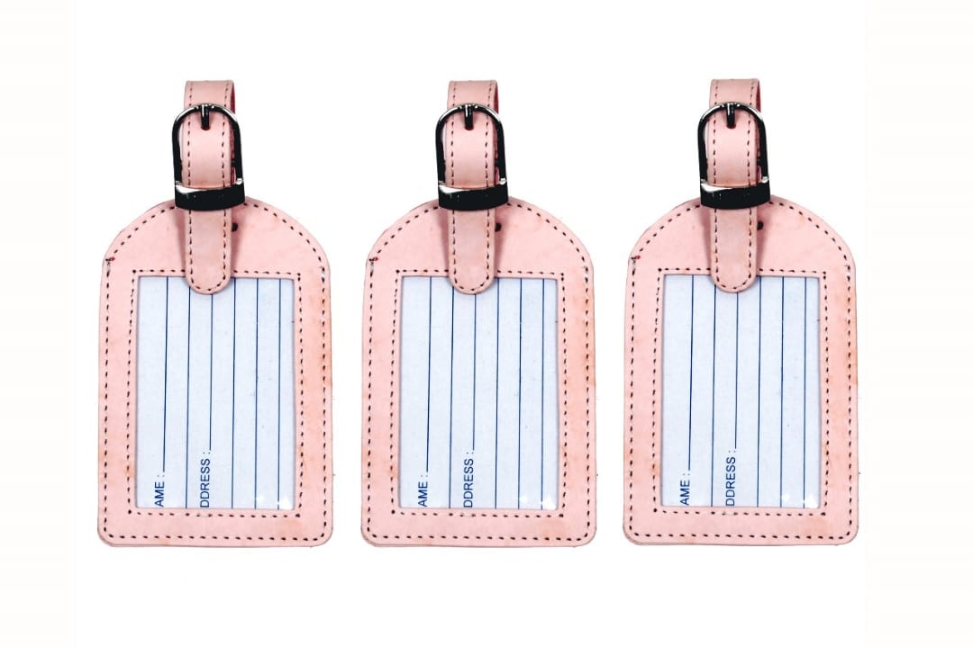 Sukeshcraft Luggage Tags Suitcase Tag Travel Bag Labels 3 Pcs.Combo (Marble Red)