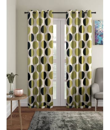 Cortina - Polka Dots Printed Room Darkening Eyelet Curtain-9 Ft-pack of 2