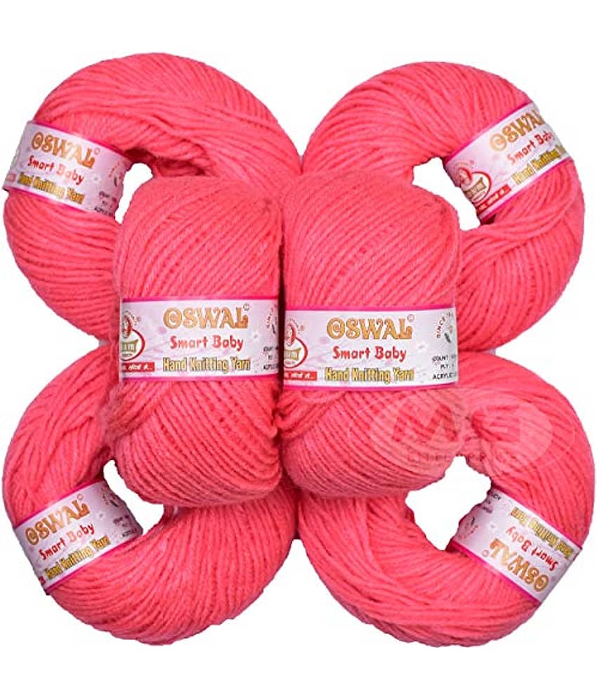 Oswal 100% Acrylic Wool Gajri (6 pc) Smart Baby 4 ply Wool Ball Hand Knitting Wool/Art Craft Soft Fingering Crochet Hook Yarn, Needle Knitting Yarn Thread Dyed