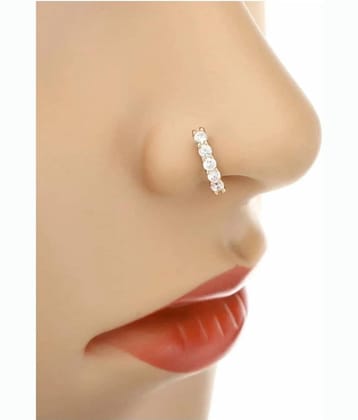Diamond Nose RING GOLE 5 NUG DOUBLE Diamond Nose RING For Women and Girl PACK OF 1