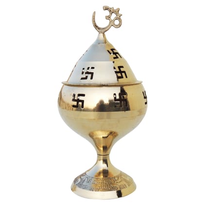 Brass Table Decor Oil Lamp Om Pakija Deepak  - Elegant Deepak for Mandir Lighting, Height : 4.5 Inch (ZMAS164 F)