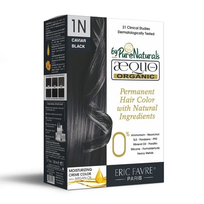 Aequo Organic Cream Hair Colour With QH+ Water | Natural, 100% Grey Coverage, PPD & Ammonia Free Permanent Hair, Beard Color For Men | Unisex | 1N Natural Black 200ml, Pack Of 1 Aequo Organic Cream Hair Colour With QH+ Water | Natural, 100% Grey Coverage