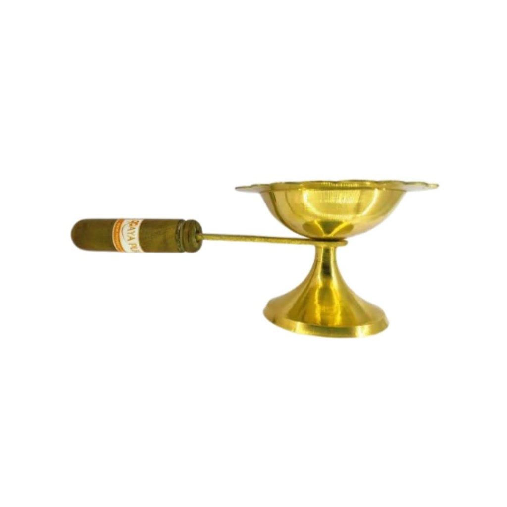 MAYAPURI Pital Aarti Lamp/Brass Camphor Dhoop Stand/Kapoor Diya Holder (7.5 Inch) - Pooja Needs | Buy online on ZillyBuy