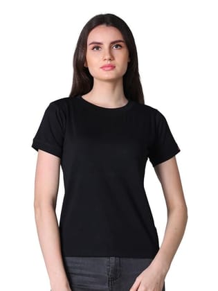Women's Cotton Blended Solid Round Neck Half Sleeve T-Shirt (Black, 2XL)-PID56322 Women's Cotton Blended Solid Round Neck Half Sleeve T-Shirt (Black, 2XL)-PID56322