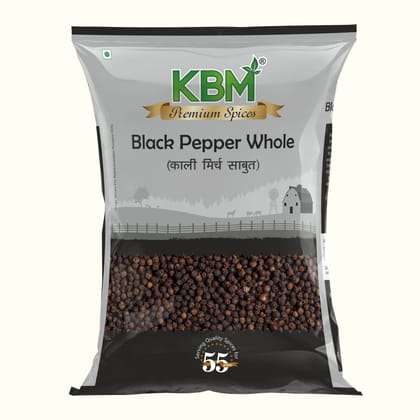 KBM Premium Spices Black Pepper Whole, 100 gm Pouch