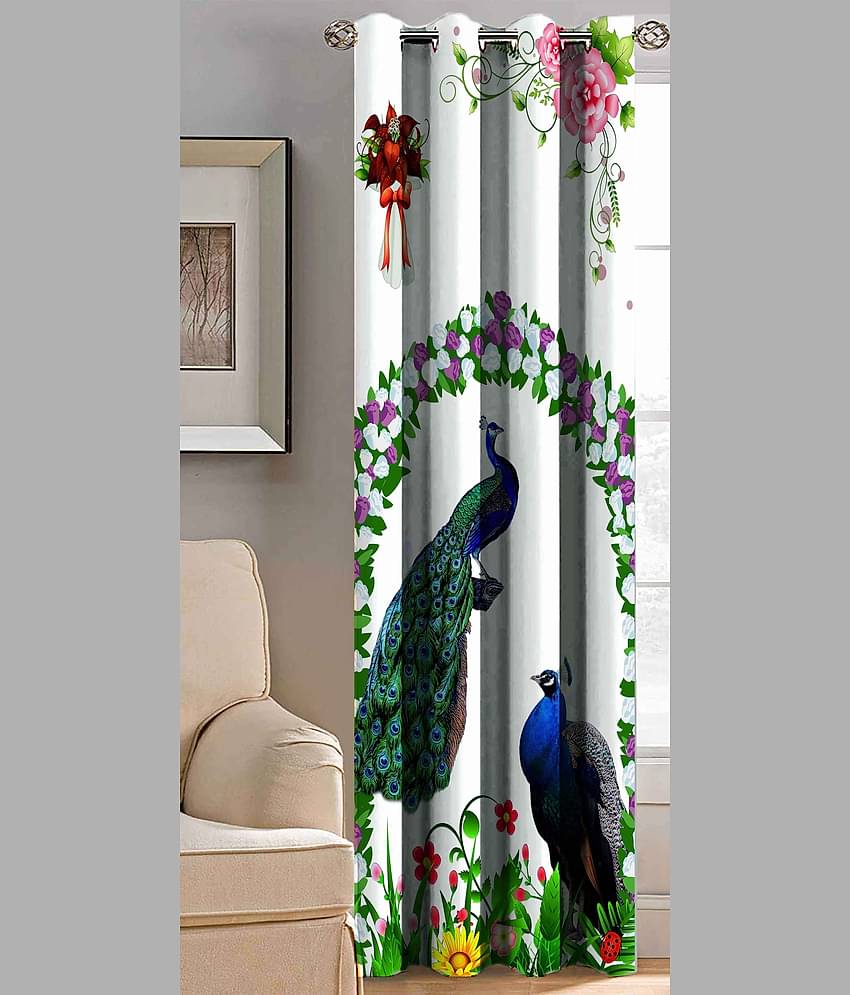 BELLA TRUE Abstract Semi-Transparent Eyelet Curtain 7 ft ( Pack of 2 ) - Multicolor