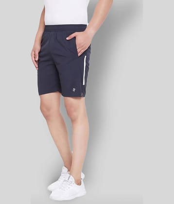 RANBOLT Navy Polyester Lycra Fitness Shorts