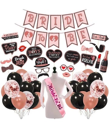 Zyozi 52 Pcs Bachelorette Party Decorations Kit, Bridal Shower Party Supplies & Bride to Be Decoration Banner, Sash, and Photo Booth Props with Mettalic Balloons and Confetti Balloons