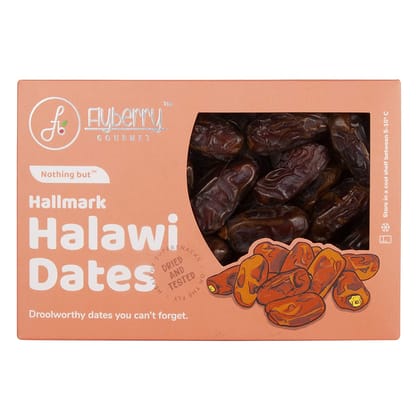 Flyberry Gourmet Halawi Dates (Khajoor/Khajur) 400g | 100% Natural | Rich in Calcium, Iron and Potassium | Instant Energy