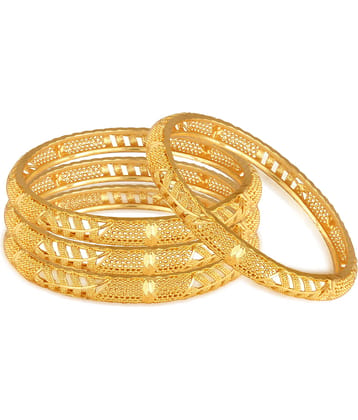 VIVASTRI Gold Bangle Set ( Pack of 4 )