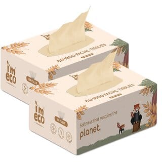 (Pack of 2) IMECO Bamboo Facial Tissues Box 2 x 100 Pulls