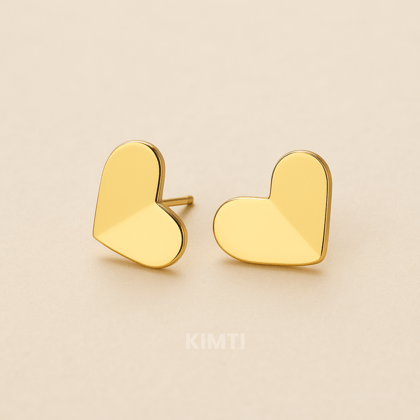 18K Gold Plated Love Heart Stud Earrings