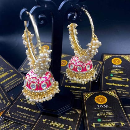ZEVAR I Hoop Earring Hand Painted Meenakari Jhumka