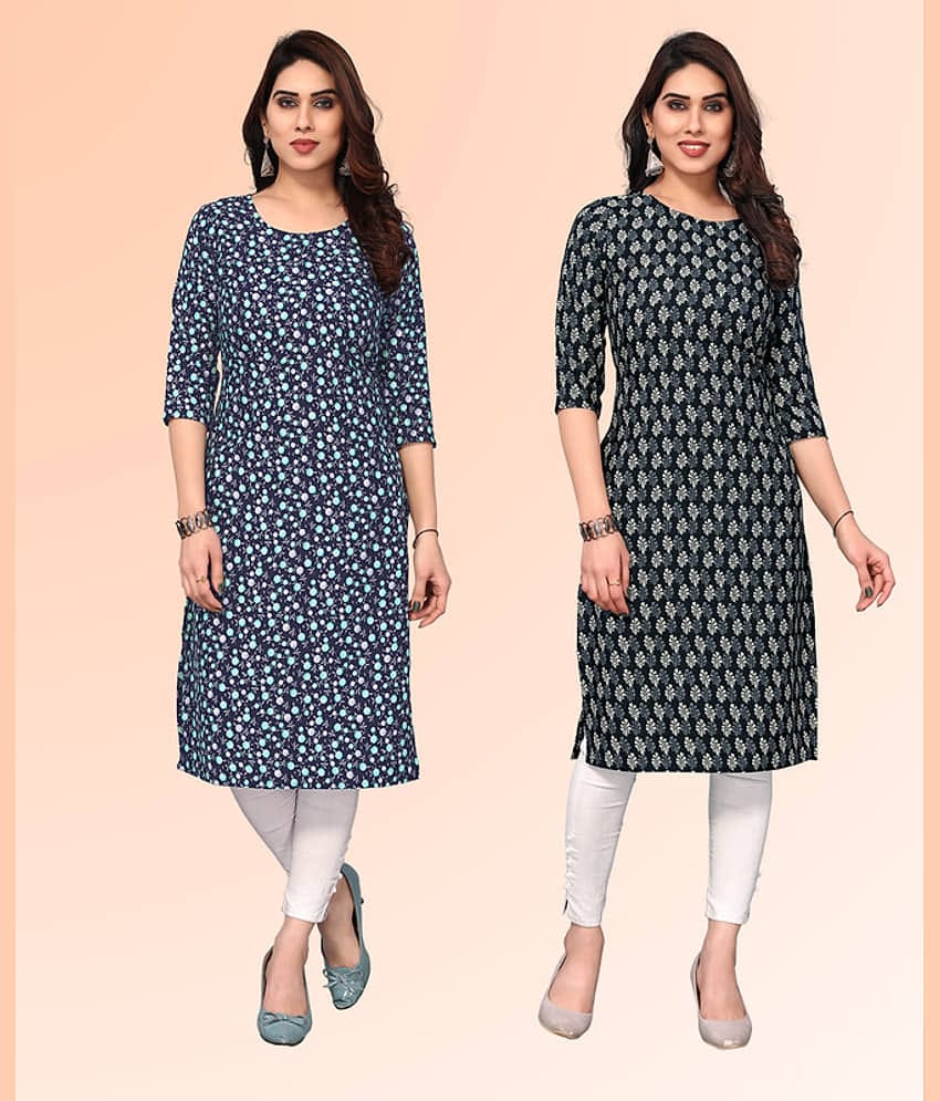 KETAKI FASHION Pack of 2 Crepe Printed Straight Women's Kurti - ( Multicoloured )