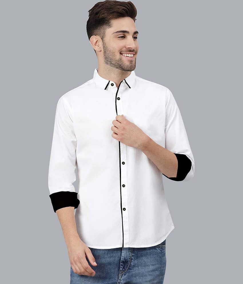 VTEXX Cotton Blend Regular Fit Solids Full Sleeves Men's Casual Shirt - Off White ( Pack of 1 )