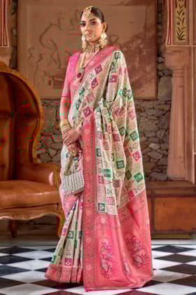 White Banarasi Silk Saree