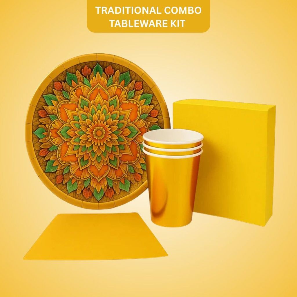 Traditional Festival or Mehendi/Haldi Snacks or Prasad Distribution Plates - 36PC - Party and Festive Needs | Buy online on ZillyBuy