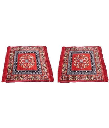 Combo Red Pooja Asan Velvet Prayer Mat Mat/Meditation Mat/Multipurpose Velvet Rug Mat (Size: 18x20 in) Pack of 2
