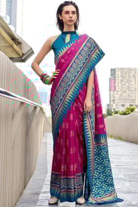 Exotic Pink Soft Banarasi Silk Saree