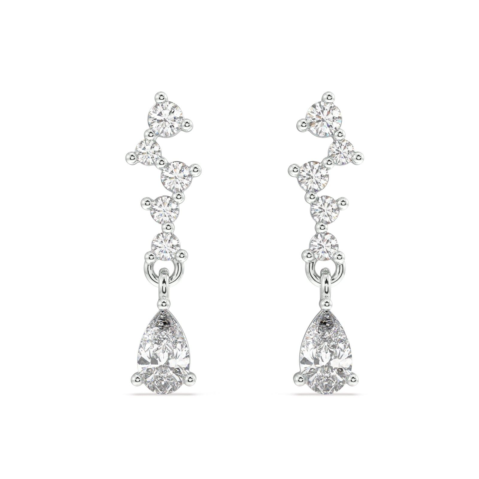 Classic zirconia asymmetry stud earring set-Rhodium plated