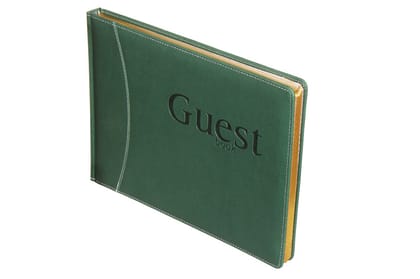 Sukeshcraft Pu Guest Notebook with White and Grey Paper Print in Bottle Green - Perfect for Journals, Notes, Office and Home Use