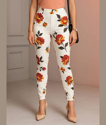 DE TRENDZ Women Cotton Blend Slim Fit Jegging ( White )