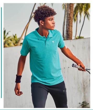 TechnoSport Polo Neck Half Sleeve Dry Fit T Shirt for Men OR-11 (Seafoam Green)-M