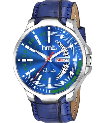 HMTe - Blue Leather Analog Men's Watch