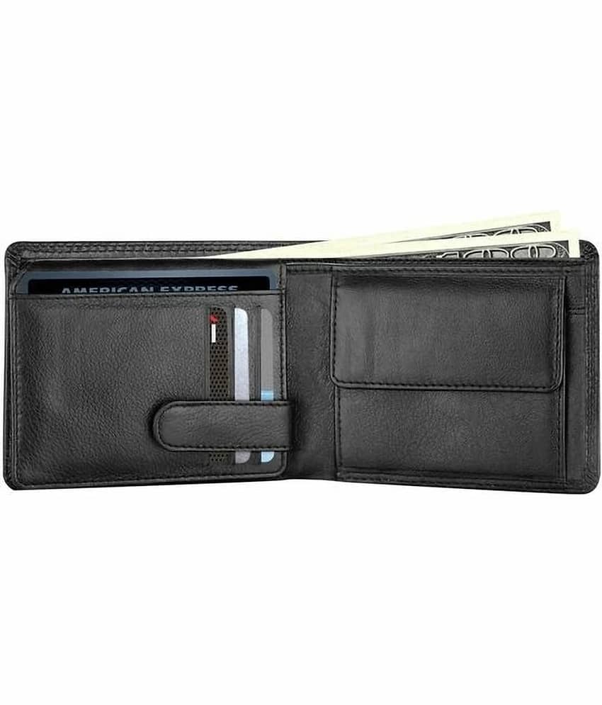 HIDEFLIX 100% Leather Printed Men's Regular Wallet With 10 Slots For Card ( Black , Pack of 1 )