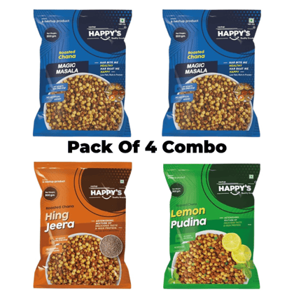 Happy's Roasted Chana Combo Pack of 4 - 600 gm
