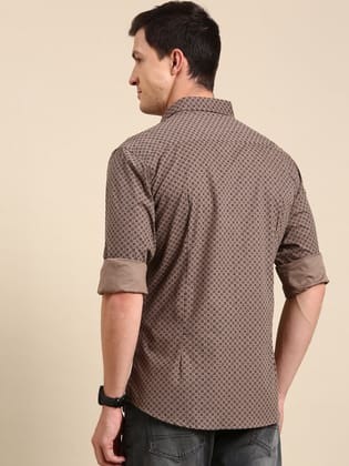 Brown Printed Full Sleeves Shirt-40